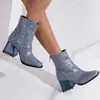 2022 nuevas botas de montar cuadradas de cuadros azules y serpiente 40-48 yardas botas de comercio exterior