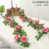 Enredadera de Flores Artificiales de Rosa Zarcillo Colgante de Pared Enroscada Cubierta Decorativa para Tubería de Agua de Aire Acondicionado Sala de Estar Techo Planta de Plástico