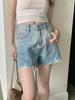 GAGD Indústria Pesada Anéis de Perfuração a Quente Shorts Jeans Femininos Frescos Quentes Cintura Alta Linha A Perna Larga Shorts de Garota Quente Femininos
