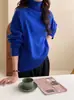 Suéter de cuello alto estilo perezoso para mujer, 100% lana pura, suéter de lana para otoño e invierno, suéter holgado para capas interiores, tejido de punto pullover