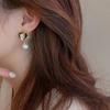 Pendientes de camelia hueca con perla y diamante, pendientes de flor de aguja de plata s925, joyería versátil de moda coreana