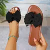 Pantuflas Casuales Decorativas de Moda Antideslizantes con Lazo Transfronterizas Europeas y Americanas para Mujer, Nuevas Sandalias Exteriores al por Mayor de Talla Grande