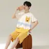 Chegada Nova Transfronteiriça Pijamas Masculinos de Verão Manga Curta Conjunto Estilo Coreano Solto Tamanho Grande Desenho Animado Casual Roupa de Fora Roupas de Casa