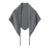 Lenço triangular estilo luxo leve, mistura de caxemira, cor sólida, tricotado, design vazado, aquecedor de pescoço para outono e inverno