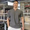 Camiseta Deportiva de Manga Corta para Hombre con Rayas de Moda, Antiarrugas, Sin Planchado, Cuello en V Vertical, Holgada, Talla Extra, para Fitness