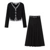 Shanli Dadi [Tienda] [Cinturón] Nuevo cárdigan de punto, falda, traje, falda plisada de cintura alta