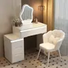 2025 Nova Mesa de Maquiagem de Madeira Maciça Pintada Pequeno Apartamento Quarto Moderno Simples Estilo Creme Mesa de Maquiagem e Armário Integrados