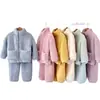 Conjunto de Ropa Cálida de Otoño e Invierno para Niños, Conjunto Grueso de Dos Piezas con Forro de Polar para Niños y Niñas, Chaqueta Casual de Polar Grueso de Doble Cara con Cuello Alto para Bebé