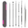 Set Personalizado para Eliminación de Puntos Negros, Aguja para Acné, Herramienta para Exprimir Espinillas, Pinzas, Aguja para Acné de Acero Inoxidable, Pinza para Células, Aguja para Eliminación de Acné
