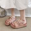 Pantuflas de Perlas con Lazo y Suela Gruesa para Mujer Verano Ropa de Exterior 2025 Nuevo Estilo Hada con Falda Playa Sandalias Birkenstock