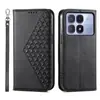 Funda abatible con relieve en forma de diamante adecuada para Redmi K80 Xiaomi 17Ultra Ranura para múltiples tarjetas Soporte Funda protectora anticaída para teléfono
