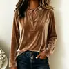 2026 Nuevo Top Casual de Manga Larga para Mujer con Cuello Alto y Media Manga de Terciopelo Dorado Otoñal Transfronterizo Europeo y Americano Amazon