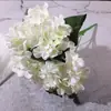 Flores de hortênsia artificiais para casamentos, flores de seda com folhas de dinheiro, flores decorativas para o salão de casamento, cabeças de flores de rosa e peônia, plantas artificiais