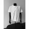 Camiseta Masculina de Manga Curta com Caimento Solto, Estilo Americano High Street de Verão, Pulôver Desconstruído com Gola Redonda, Design de Marca Tendência
