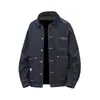 Ropa Vintage 25 Otoño Nuevo Estilo Japonés Clásico Retro Bloque de Color Cuello Campana Múltiples Bolsillos Holgada Versátil Chaqueta de Mezclilla