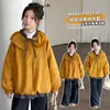 Novos estilos de outono e inverno para meninas: jaqueta acolchoada quente com gola Peter Pan e forro de lã de iaque, adequada para estudantes