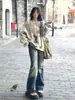 Sudadera Creativa con Estampado de Graffiti de Dibujos Animados Estilo Japonés, Hombros Descubiertos, para Mujer, Top Holgado Casual para Primavera y Otoño