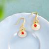 Pendientes de plata de ley s925 con forma de calabaza bañada en oro y jade hetiano, estilo étnico nadando y plateado antiguo para mujer. Nuevos.