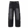 Jeans de Trabajo Plisados Estilo Americano 2026 para Hombre, Nuevos de Primavera y Otoño, Estilo Urbano con Estructura de Remaches, Pierna Ancha Rectos