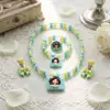 Conjunto de Joias de Contas Desenho Animado para Meninas Colar com Pingente Acrílico Infantil Pulseira Acessórios para Fantasia de Festa de Meninas