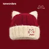 Wan YanChapéu de Tricô Fofo Estilo Retrô Japonês com Orelhas de Gato Feminino Outono Inverno Moda Versátil Quente Proteção para Orelhas Chapéu Pulôver
