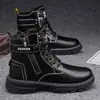 Zapatos de caña alta para hombre Otoño Montañismo al aire libre Zapatos de protección laboral Botas de trabajo Botas Martin de trabajo Zapatos deportivos de motocicleta de moda para hombre