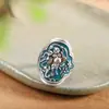 Yuhong Esmalte Retro Buda Sonriente Unisex Figura Grabada Joyería Personalizada Anillo Ajustable para Pareja
