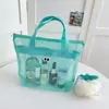Bolsa de Praia para Mulheres, Estilo Coreano de Verão, Rede, Europeia e Americana, Transfronteiriça, Impermeável, Necessaire, Bolsa de Armazenamento Portátil de Grande Capacidade para Uso ao Ar Livre