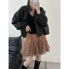 Saia curta de bolinhas saia de meia-calça de tule saia evasê feminina verão novo estilo coreano doce saia de gaze moda saia godê que rejuvenesce