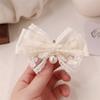 Chanel Estilo Lace Bow Hairpin Menina All-match Pearl Bow Fringe Side Broken Hair Headdress Hairpin