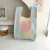 Bolsa Saco, Bolsa de Mão para Escritório, Bolsa de Lanche Fofa em Formato de Saco, Bolsa de Tricô Portátil para Sair, Bolsa de Palha de Novo Estilo