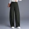 Calça larga plissada lateral da moda para mulheres, novo estilo outono/inverno 2026, cintura alta, solta, longa, cobre o quadril, calça reta estilosa com curvas