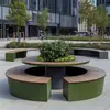 Mesa e Cadeiras Integradas de Aço Inoxidável para Exterior com Balanço Externo para Pátio, Exterior, À Prova d'Água, Ar Livre, com Guarda-Sol, Supermercado, Campus, Combinação de Mesa Comercial