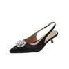 Zapatos de Tacón Alto con Pedrería Floral Estilo Hada 2026 Nuevos Franceses de Punta Fina Boca Baja Tacón de Aguja Moda Zapatos para Mujer