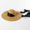 Sombrero de ala grande con diseño de domo de hierba de papel y tiras anchas, estilo europeo y americano, para mujer, para exteriores, playa, protector solar cóncavo, moderno