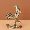 Rongbaozhai gallo grande de latón puro, objeto antiguo sólido vintage, artesanía decorativa de escritorio, adorno para mascota de té