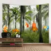 Tecido de Tapeçaria para Pendurar na Parede Amazon Mais Vendido no Exterior Pano de Fundo Estilo Ins Série Floresta Pano Decorativo Tapeçaria Boêmia