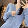 Nuevo cárdigan de punto para mujer Otoño e Invierno con cuello, chaqueta suéter de moda versátil