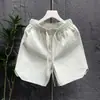 Shorts Casuales Versátiles de Seersucker Estilo Neutro para Hombre de Verano Tendencia de Moda para Parejas Shorts de Playa Sueltos para Hombre