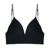 0053 Roupa íntima de algodão grande sem costas Tira fina de ombro sexy europeia e americana Sutiã de algodão canelado fino confortável feminino