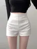 Shorts Blancos de Verano para Mujer Cintura Alta Nuevo Estilo 2025 Tres Puntos Chica Caliente Sexy Ajustados al Cuerpo Elásticos Versátiles Casuales Hot Pants
