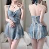 Traje de Baño para Mujer Una Pieza Dos Piezas Manga Larga Moda Tie-Dye Estilo Falda Chica Dulce Conservador Adelgazante Traje de Baño para Aguas Termales
