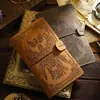 Cuaderno de Viaje Retro A6 con Sello de Tarjeta, Hojas Sueltas, Correa, Portátil, Extraíble, Personalidad, Creativo