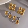 Jieding Pendientes Cuadrados Lisos de Acero Inoxidable con Chapado en Oro de 18K Adornos para Oreja Lujo Ligero Sensación de Alta Gama Joyería Transfronteriza Acero de Titanio Resistente al Desgaste