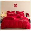 Juego de ropa de cama para boda, juego de cuatro piezas, nuevo estilo 2026 sábana y funda de edredón, rojo para recién casados, para la habitación nupcial