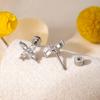 Pendientes Henson con forma de ojo de caballo, circonita, cruz, flor, clavo para oreja, doble cabeza, varilla roscada, acero de titanio, clavo para oreja, para niña