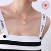 Estilo Francês Côncavo-convexo Face Design Colar Clavícula Cadeia Nicho Luz Luxo Titânio Aço chapeado 18 Real Gold Neckchain Joias P027