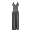 8645-Vestido Sexy Sem Mangas Estilo Europeu e Americano para Mulheres 2025 Novo Decote U Afinando a Cintura Abraçando o Corpo Saia Longa