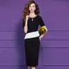 Vestido de Volantes con Perlas Negras Feimengyi para Mujer, Manga Corta, Verano, Elegante, Sofisticado, Vestido Profesional