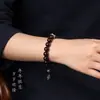 Pulseira de Sândalo Vermelho com Folhas Pequenas de 10mm para Homens e Mulheres, Estilo Casal, com Acessórios de Jade Hetian, Pingente Pixiu Inspirado em Zen, Joias de Estilo Minimalista